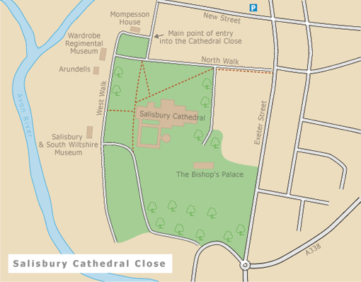 Map of Cathedral Close, Salisbury