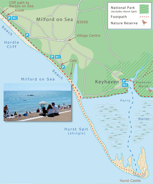 Milford on Sea beach map