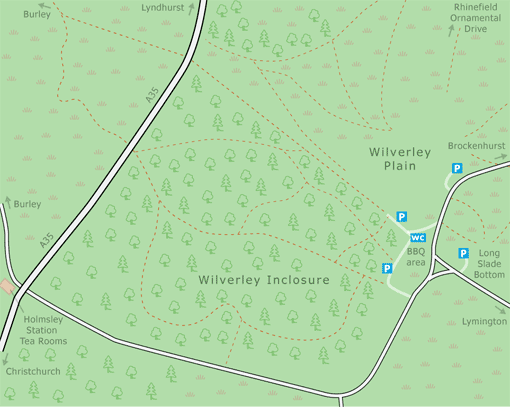 Wilverley Plain and Wilverley Inclosure map